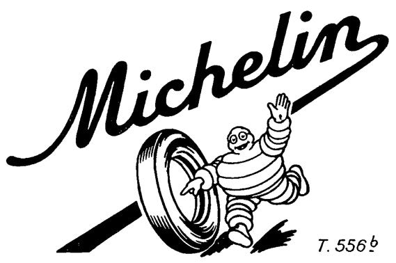 1950 Michelin logo - The 1950 Michelin logo features a cheery Bibendum without a cigar. All images © Michelin