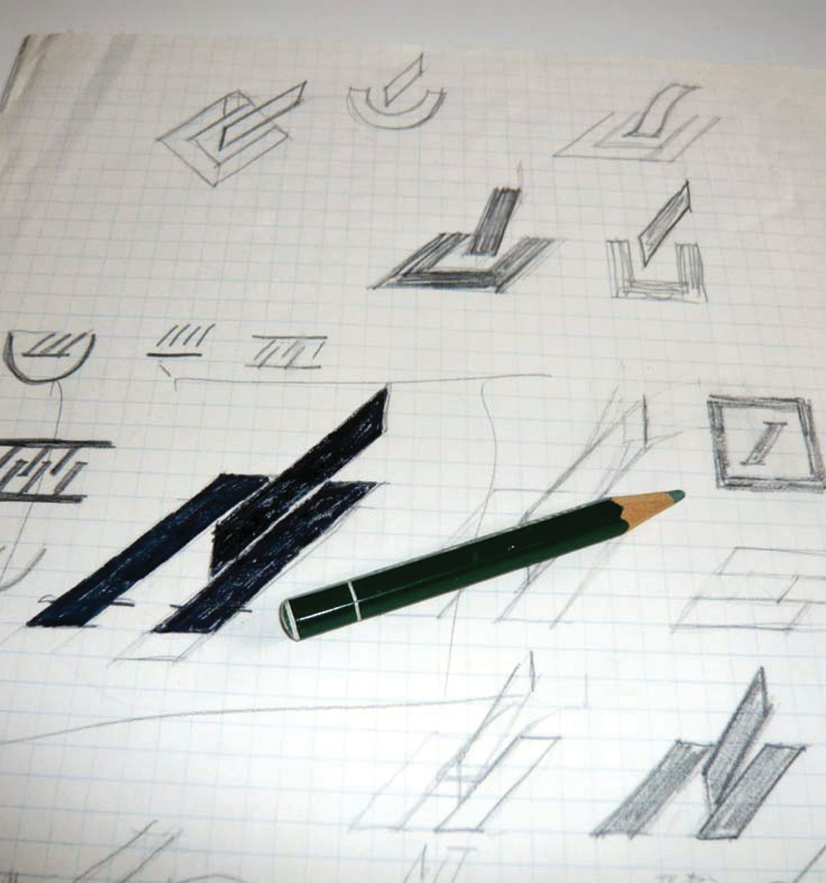 Initial sketches for the Deutsche Bank logo competition