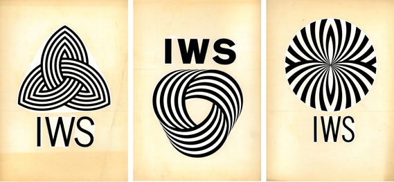 Three of the nine logo proposals that Grignani sent to the International Wool Secretariat in 1963. All nine were shown displayed on a page from a diary in an exhibition in 1995 – the originals were rediscovered in 2013