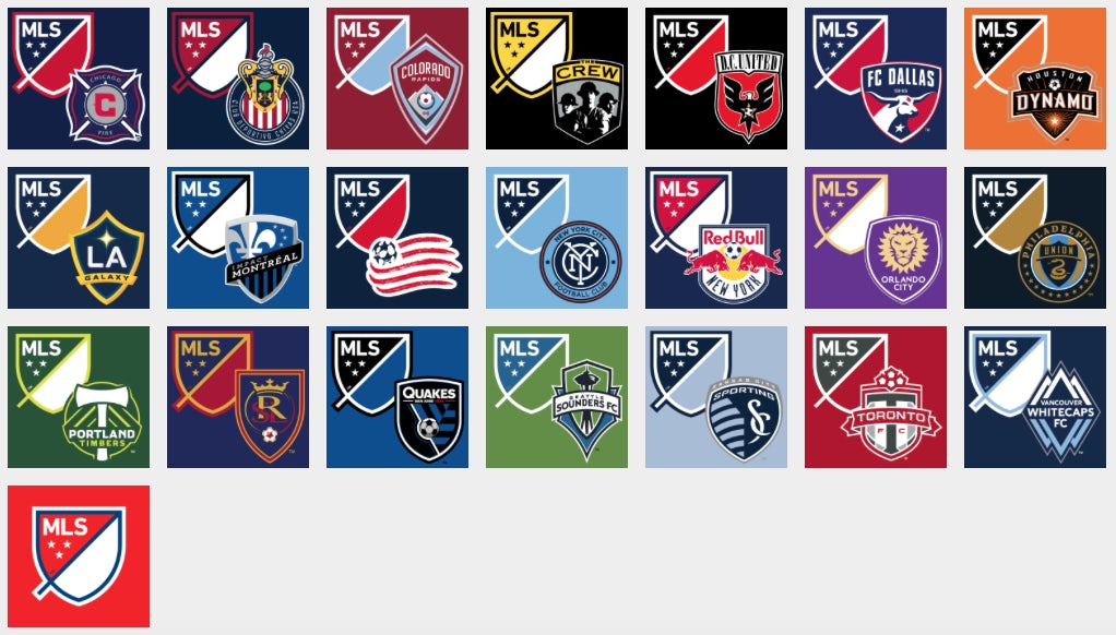 The MLS logo and team colour variations