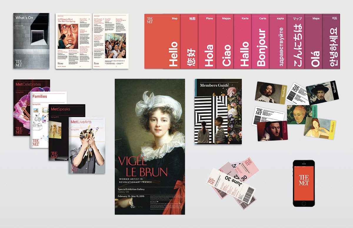 The Met's new brand identity as seen on printed material and the app
