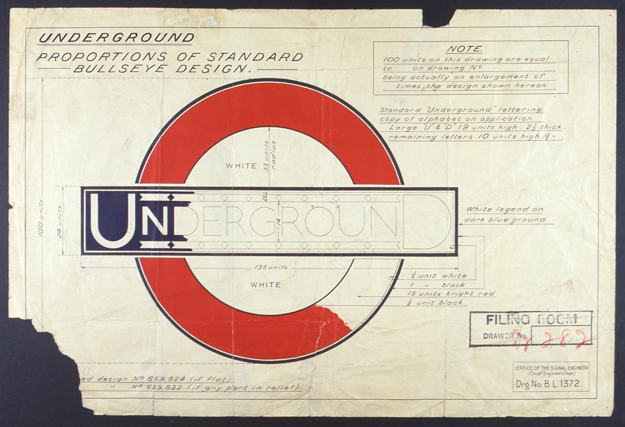 Edward Johnston's early sketches of the London underground logo