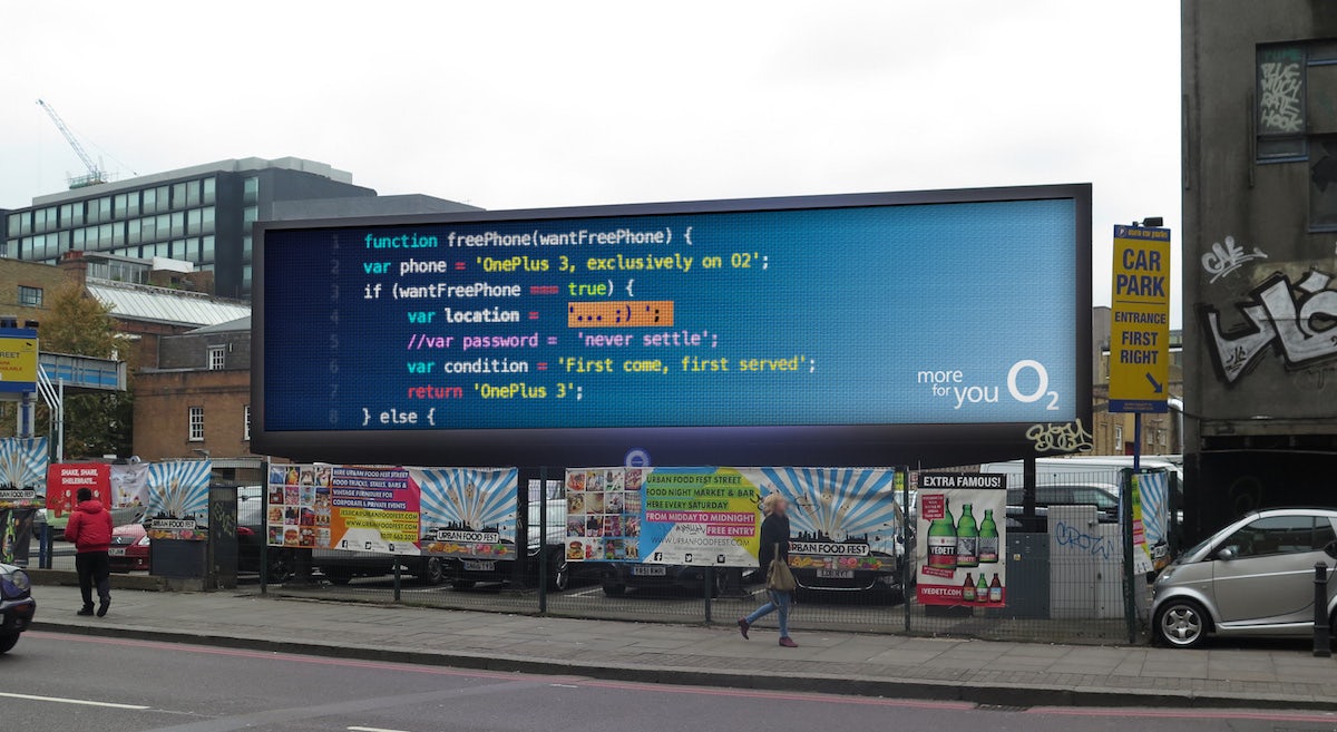 O2 coded billboard Shoreditch