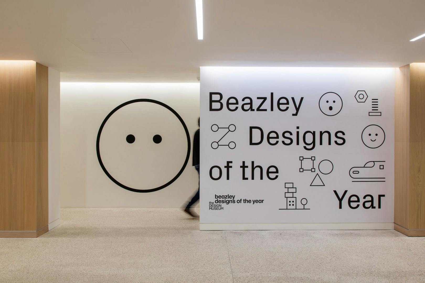 Entrance to Beazley Designs of the Year, with graphics by Studio Hato. Image: Luke Hayes