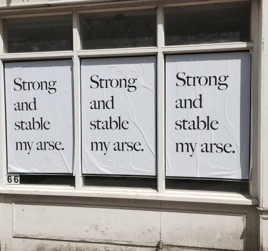 Jeremy Deller Strong and Stable my arse poster