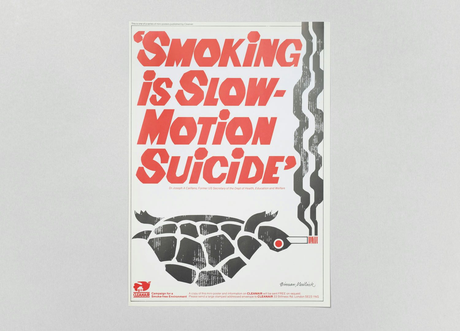 Anti-smoking poster by Biman Mullick / Cleanair. Images courtesy of the Wellcome Collection