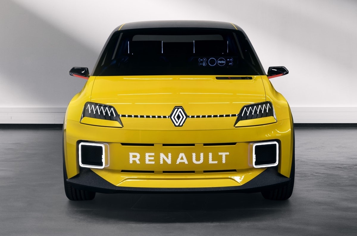 Renault presenta un nuevo logotipo de estilo op art - Auto amarillo