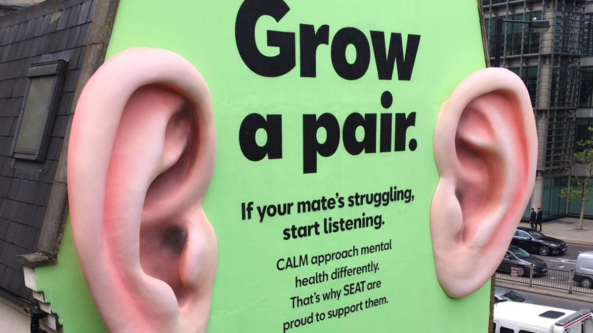 CALM grow a pair ad campaign with Seat