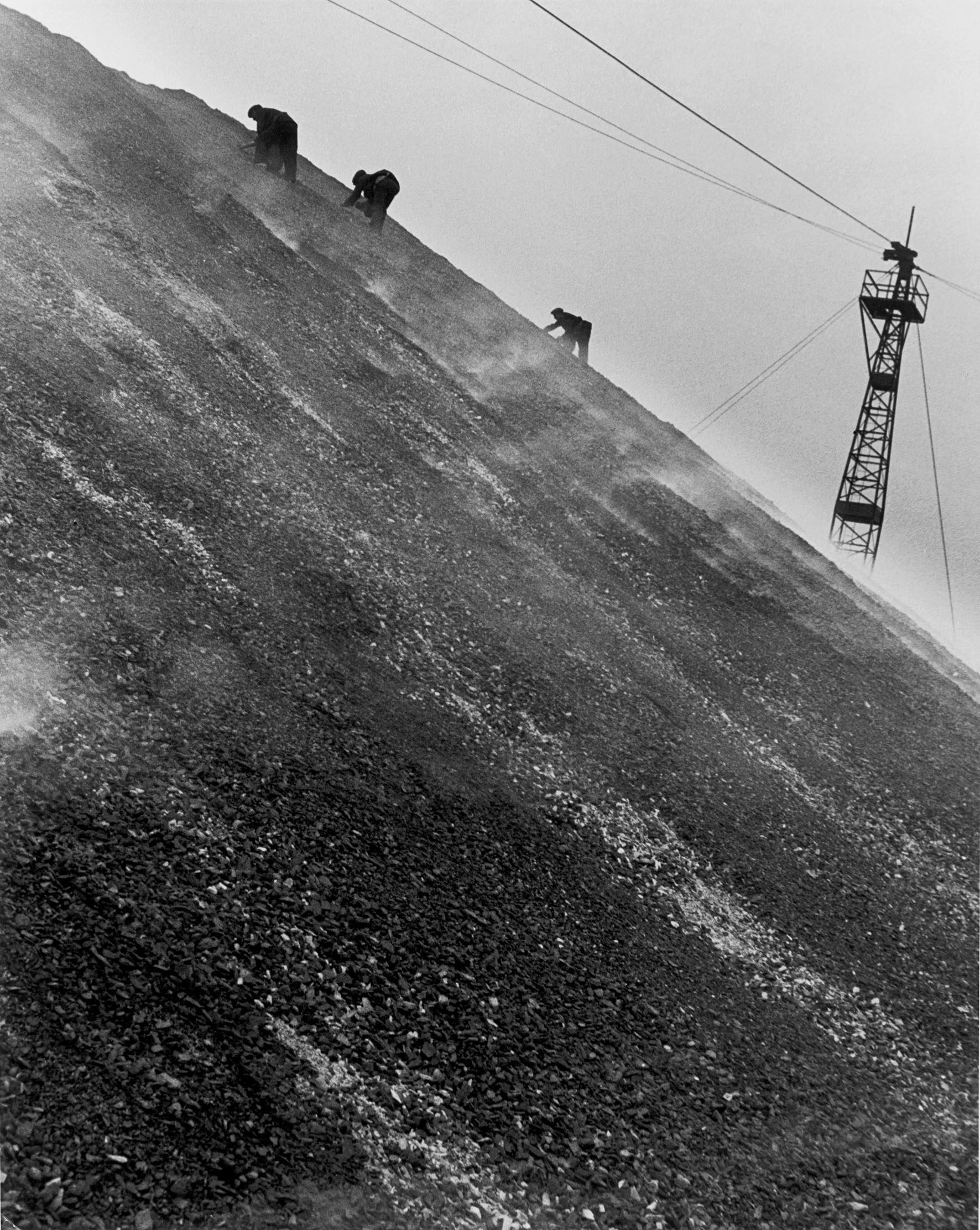 People climbing looking for coal in East Durham in1937