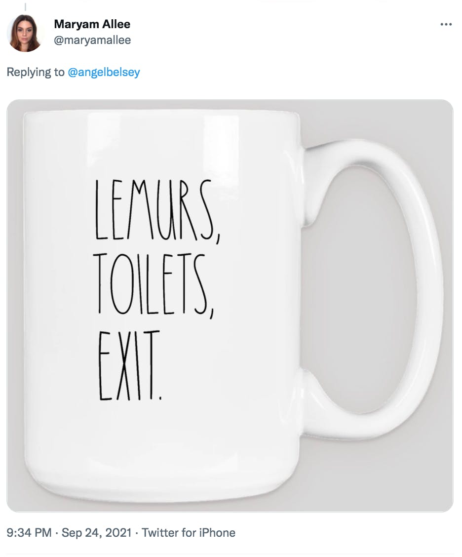 Lemurs, toilets, exit by Maryam Allee on Twitter-inspirational quotes-creative review