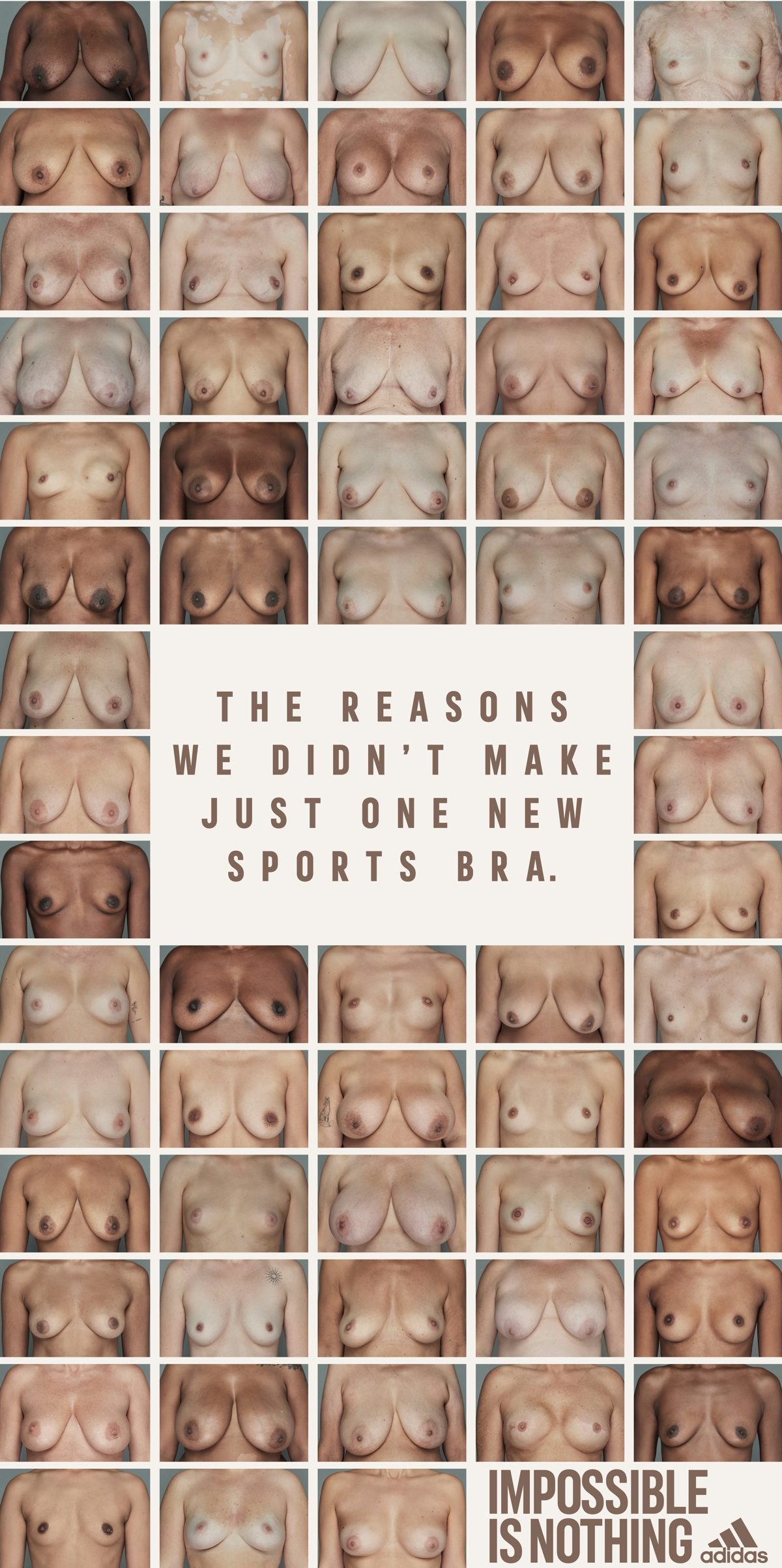 Nude Sports Tits - Adidas created a gallery of naked breasts to launch its sports bra range