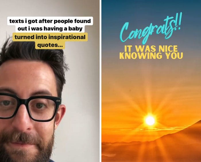 texts I got after people found out I was having a baby turned into inspirational quotes by Adam Rose on instagram-creative review