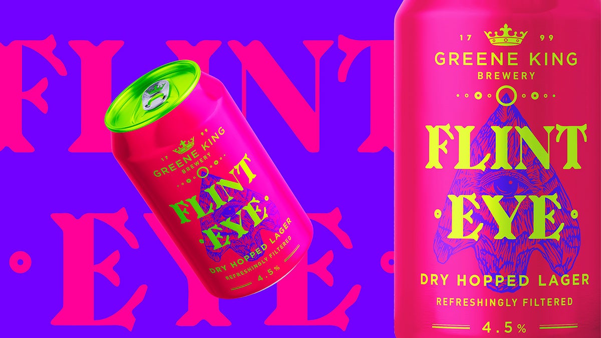 Greene King Flint Eye beer can by Design Bridge