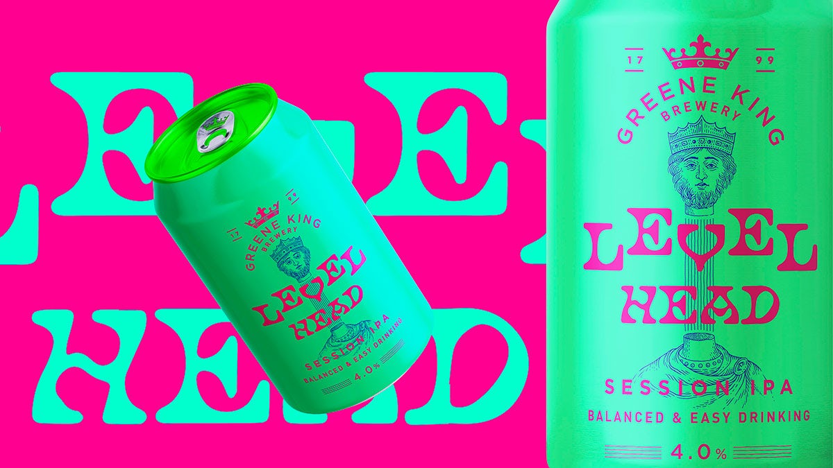 Greene King Level Head beer can by Design Bridge