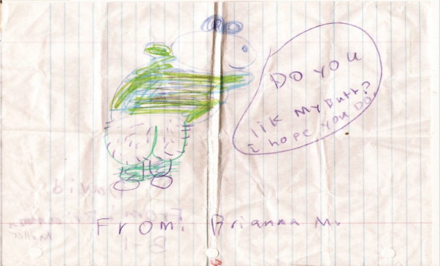 Brianna Miller's First Grade doodle, which got her suspended