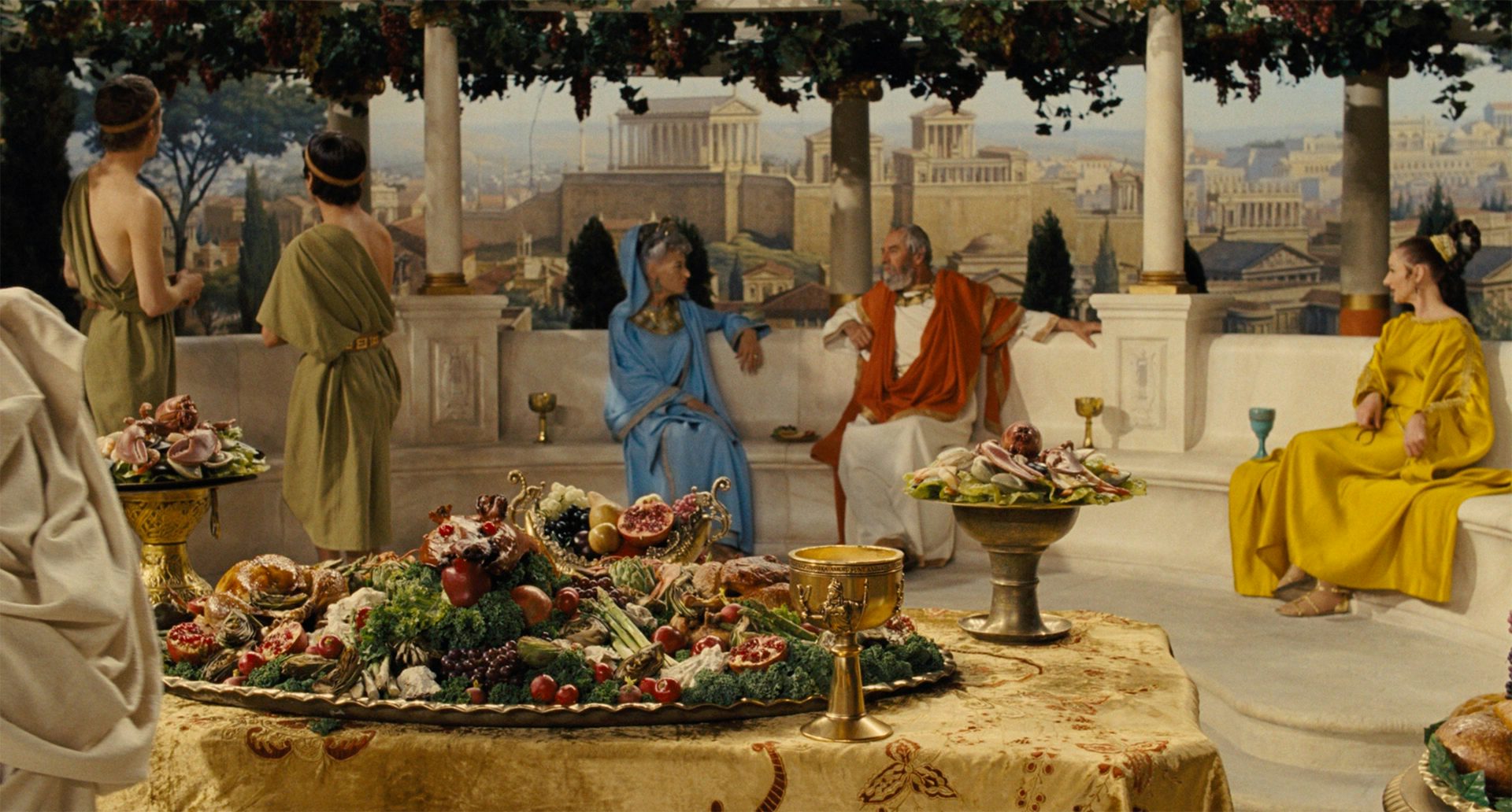 Still from the movie Hail, Caesar showing the Ancient Rome backdrop