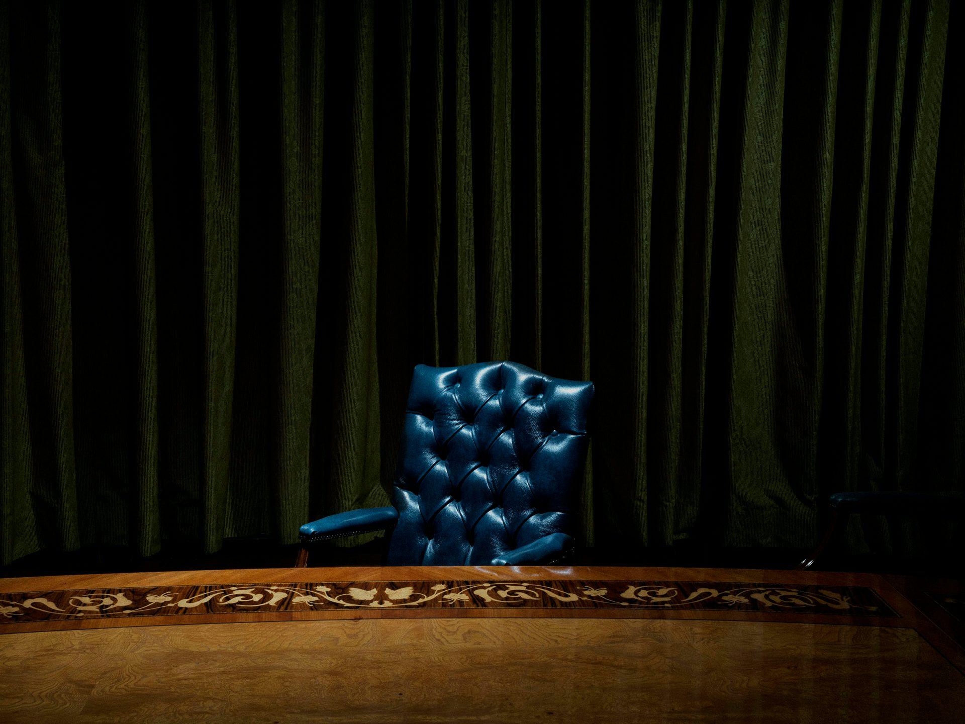 Photograph of a blue chair by Magnum photographer Alex Majoli