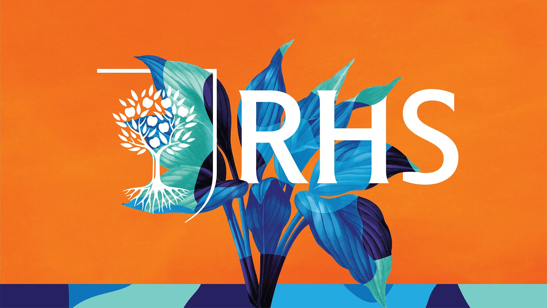 Graphic showing the new RHS lettering as part of the new visual identity by Design Bridge