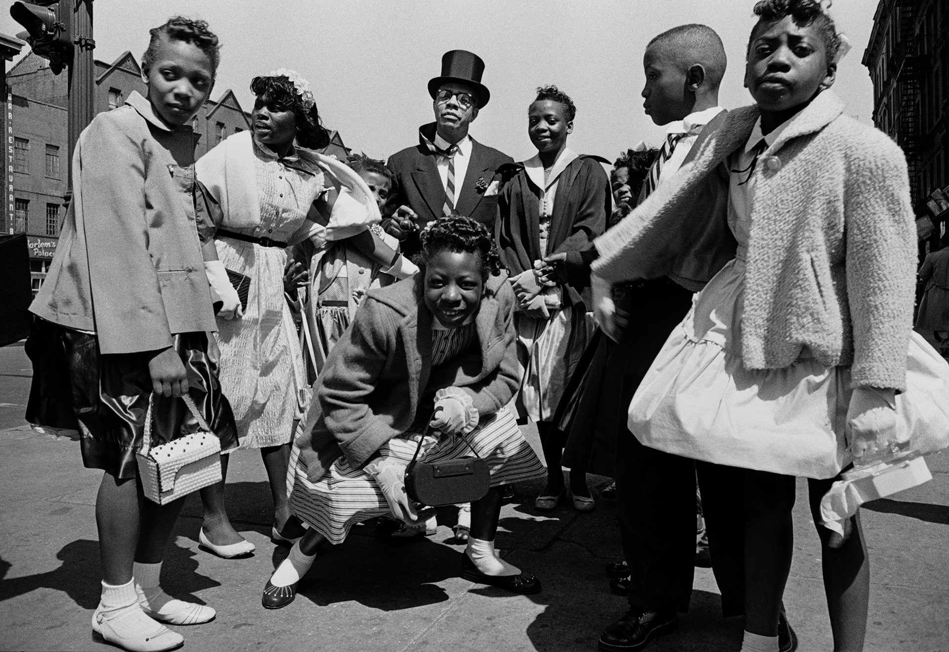 Photograph of people on Easter Sunday in 1955, as part of the new William Klein exhibition called YES at the ICP