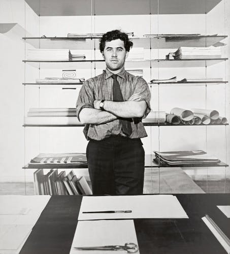 Otl Aicher in his Ulm studio, 1953, HfG-Archiv/Museum Ulm