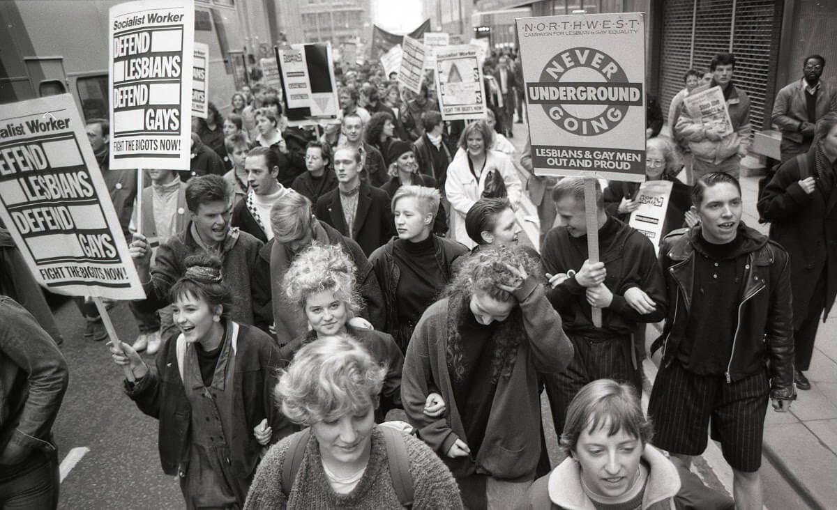 LGBT British Cultural Archive Together as One.  Article 28 demonstration, Manchester, 1988. Photo by Peter J Walsh