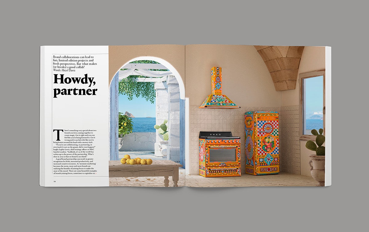 Photograph of the brand collaborations magazine spread in the Creative Review brands issue