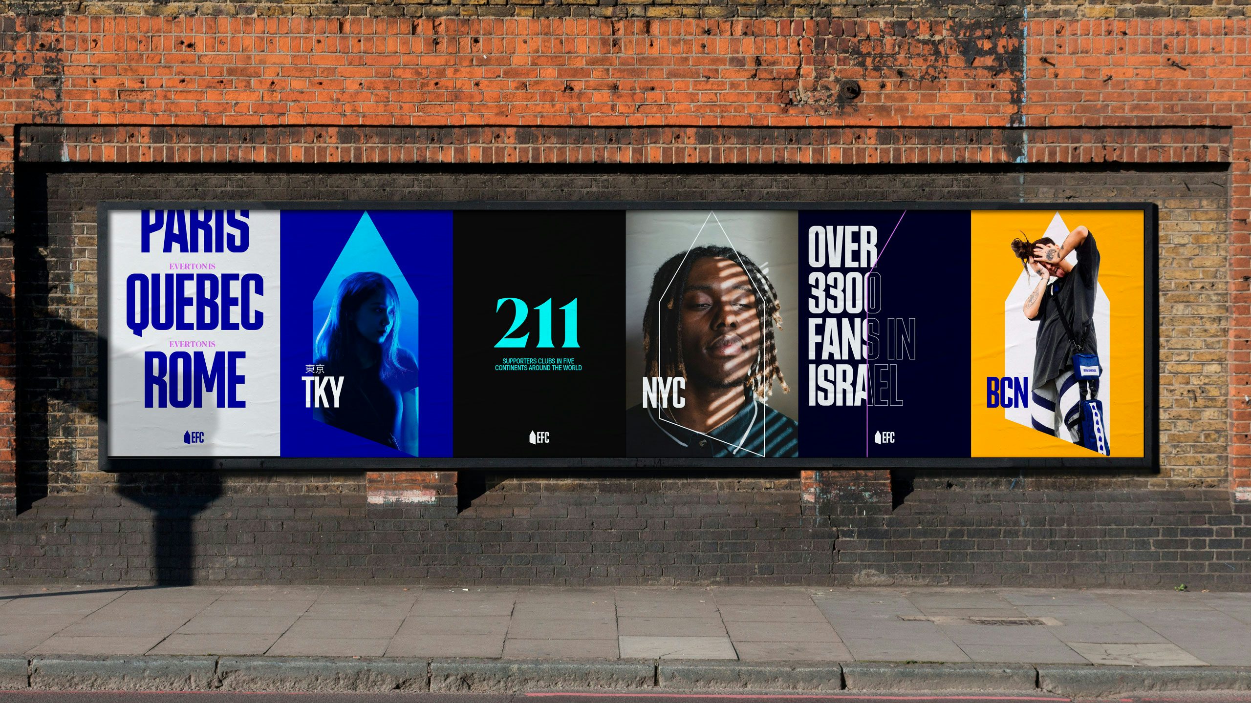 Photograph of a wall of Everton advertising
