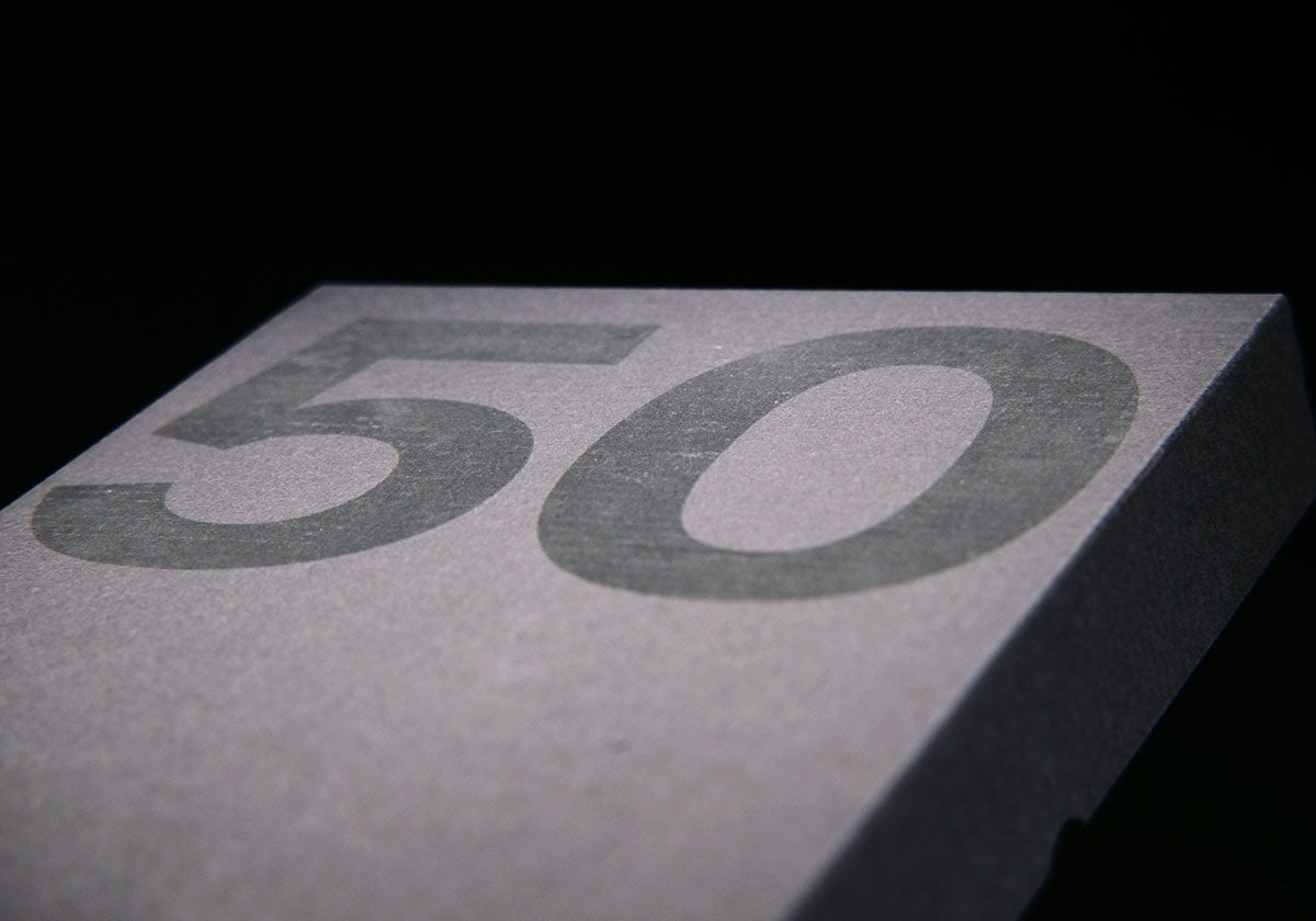 Grey cover of a special edition 50U book