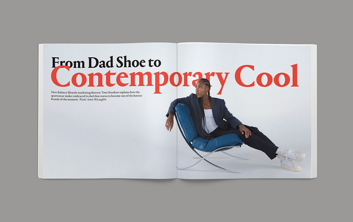 Photograph of a New Balance magazine spread in the Creative Review Brands issue