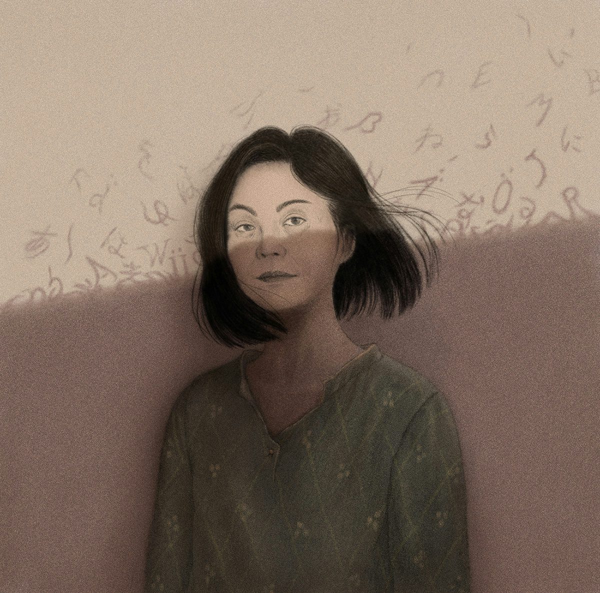 Illustrated portrait of the writer Yoko Tawada for the New Yorker