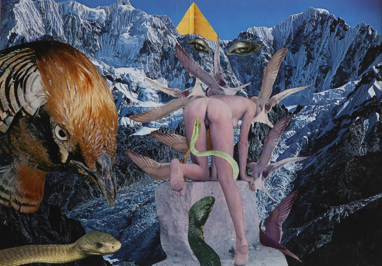 Penny Slinger, The Golden Pyramid, 1976-1977, Collage on board, © Penny Slinger, Courtesy of the artist and Blum _ Poe, Los Angeles_New York_Tokyo_