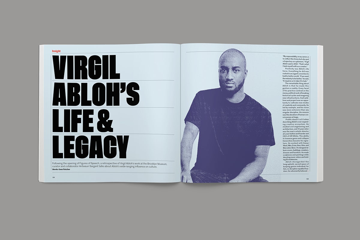 Image of a magazine spread about Virgil Abloh in the Creative Review Leaders Issue 2022