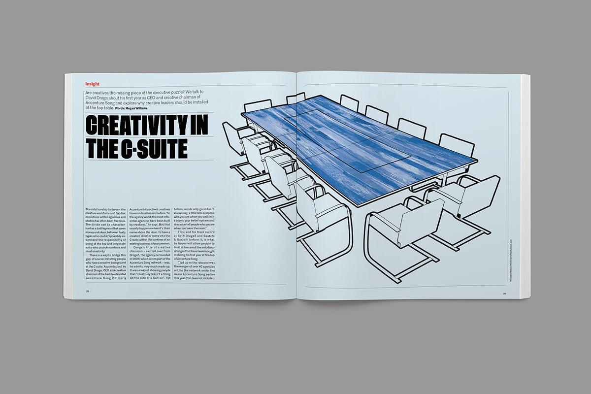 Image of a magazine spread about creativity in the C-Suite in the Creative Review Leaders Issue 2022