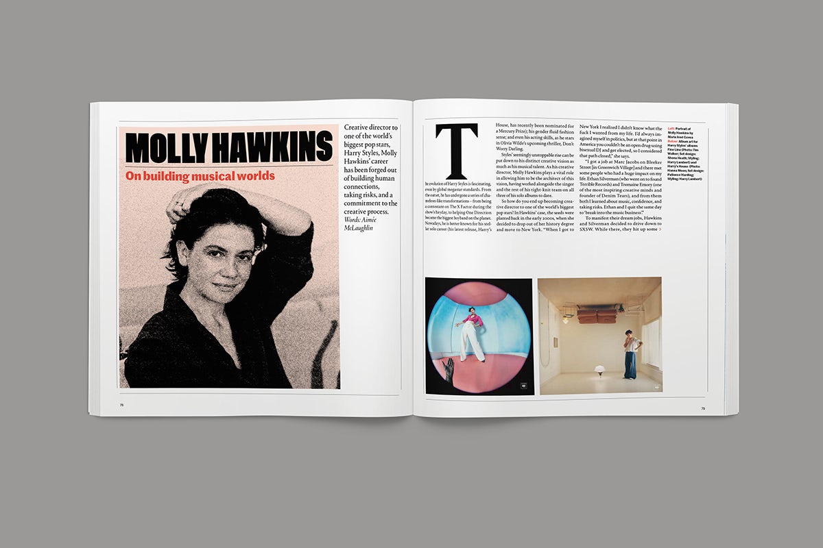 Image of a magazine spread about Molly Hawkins in the Creative Review Leaders Issue 2022