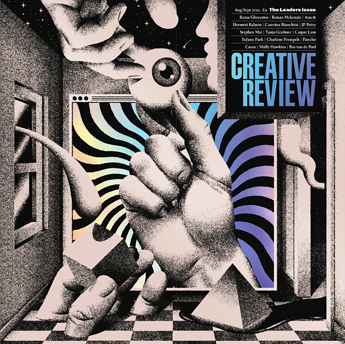 Image of the Creative Review Leaders Issue 2022 magazine cover featuring a black and white surreal design