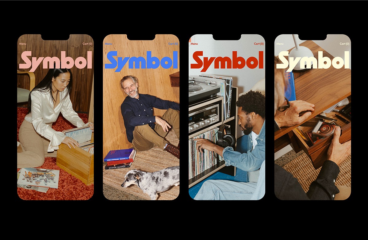 Image shows four examples of Instagram social media posts designed for furniture brand Symbol