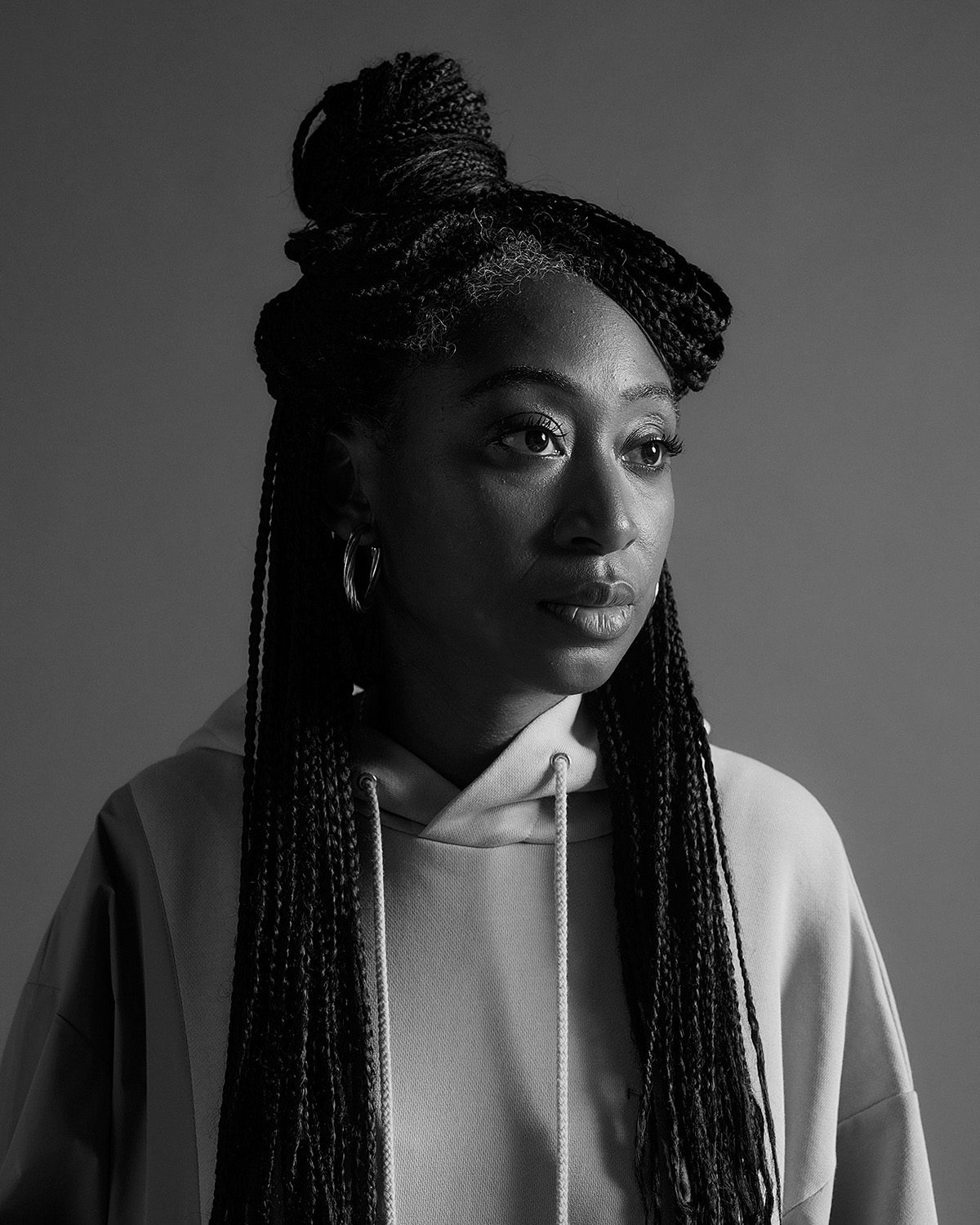 Black and white portrait photograph of A Vibe Called Tech founder Charlene Prempeh