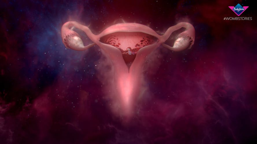 Still image of an animated womb, as part of Libresse's Womb Stories campaign
