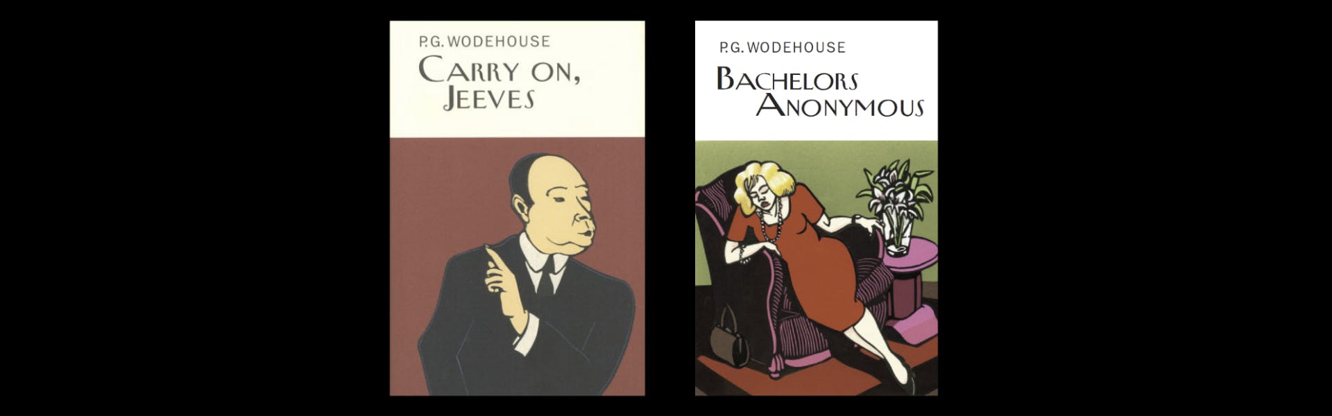 Carry on Jeeves and Bachelors Anonymous, cover design by Andrzej Klimowski and Danusia Schejbal
