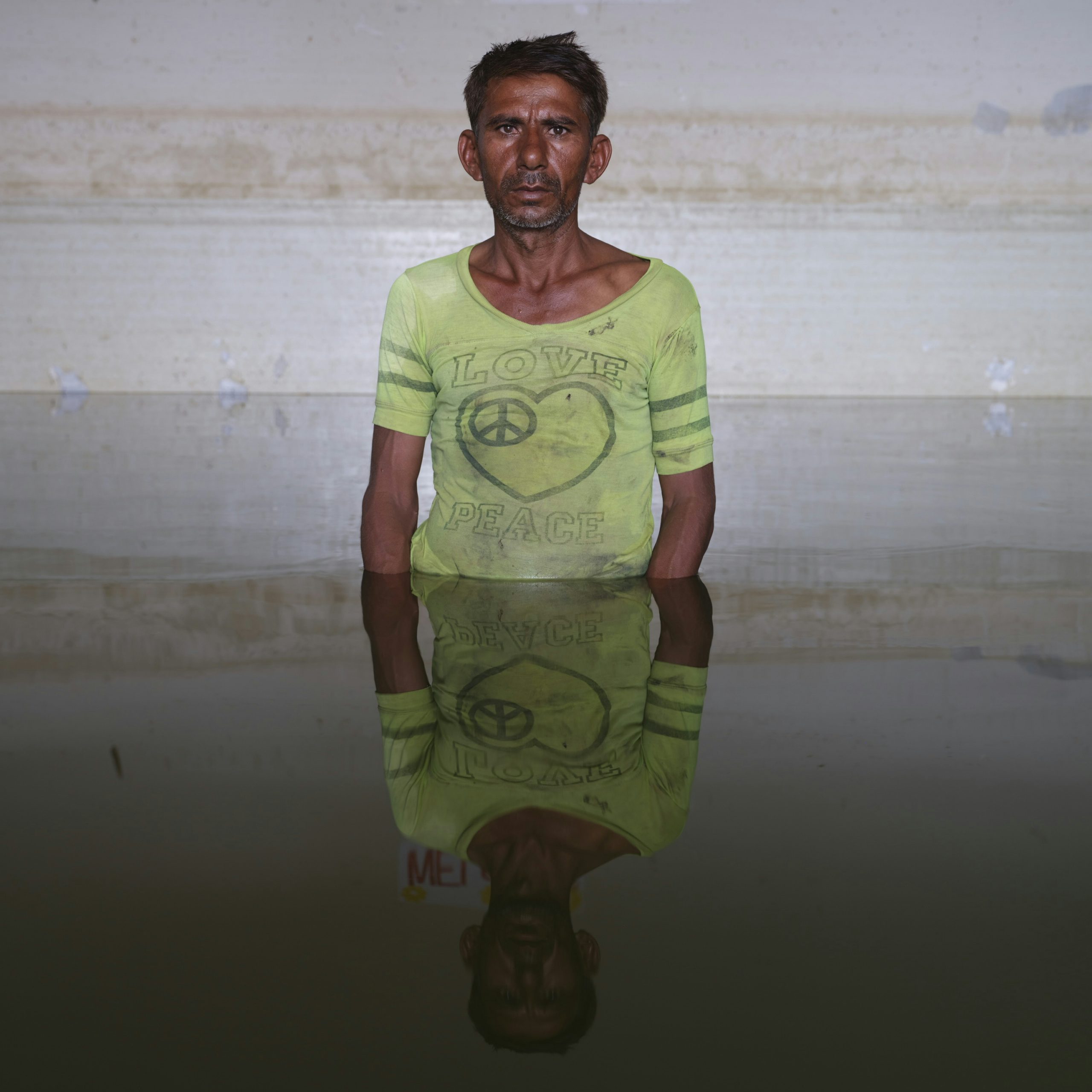 Abdul Ghafoor, Mohd Yousof Naich School, Sindh Province, Pakistan October 2022. From the series Drowning World © Gideon Mendel