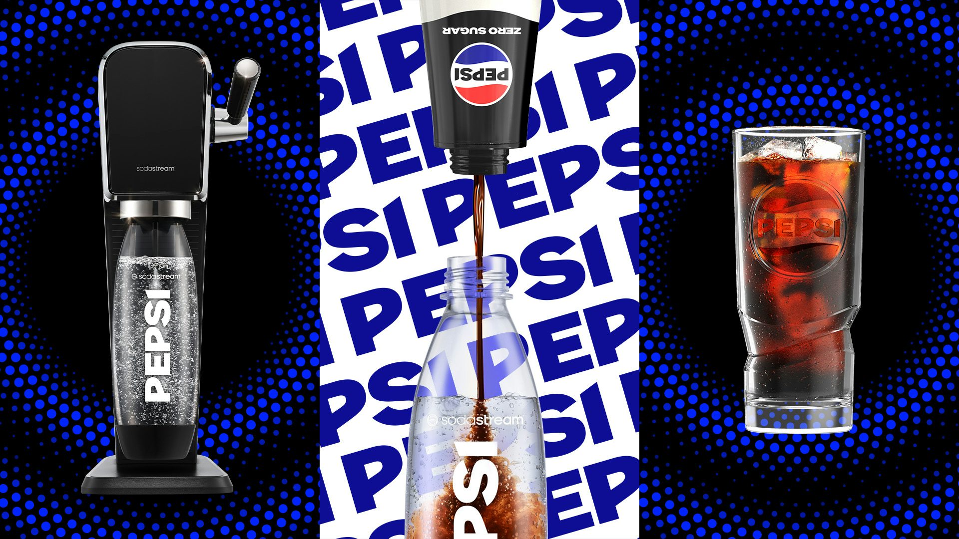 Graphic shows the new Pepsi branding being used on Pepsi sodastream