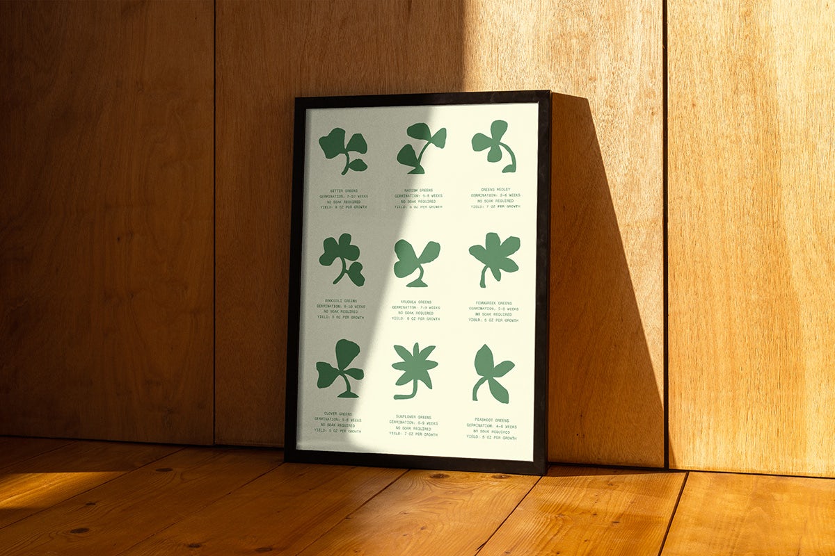 Image showing the branding for Leath, as seen on a poster with leaf-shaped illustrations and text, resting on a wood panelled wall