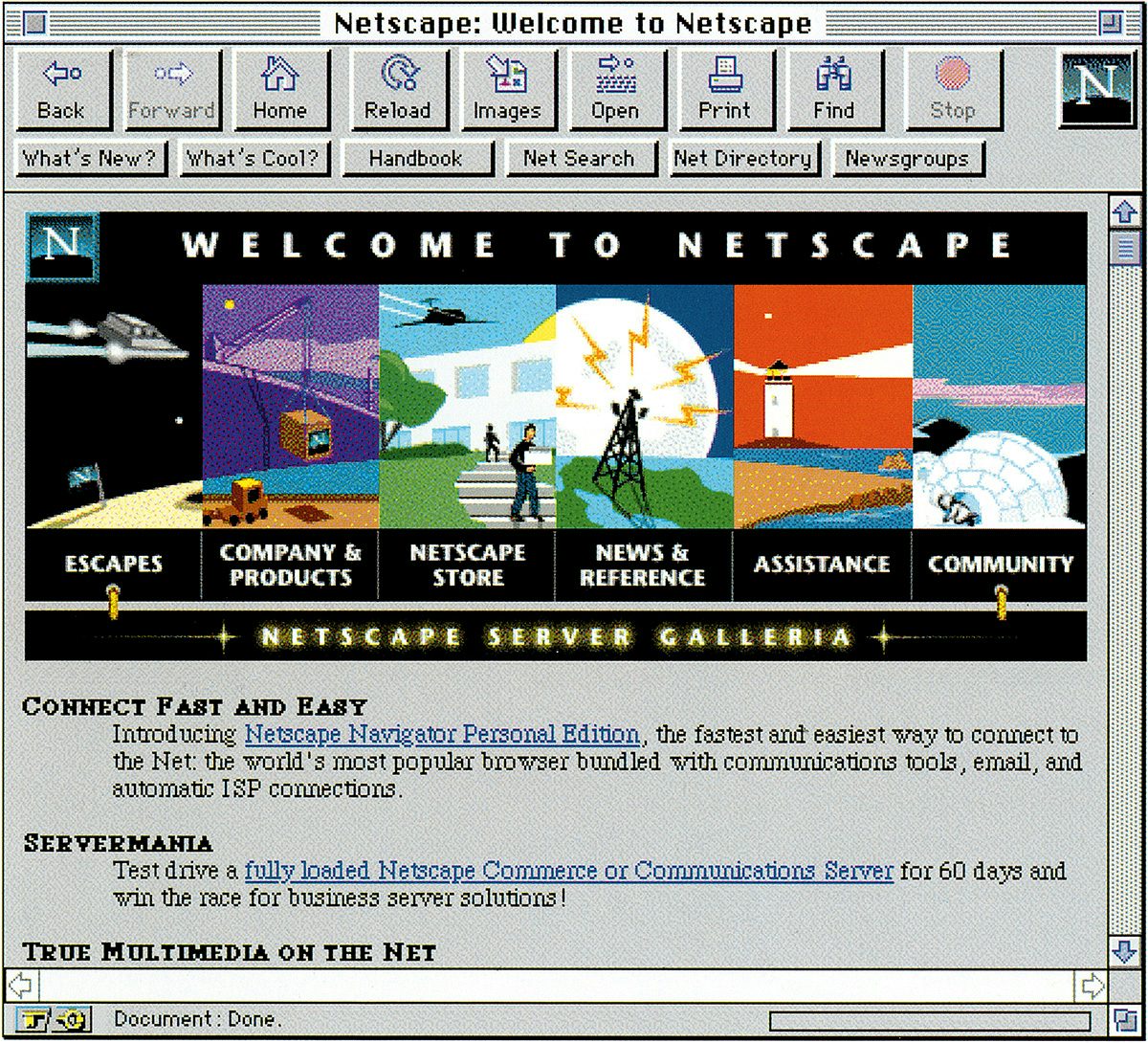 Image shows the user interface of the browser Netscape