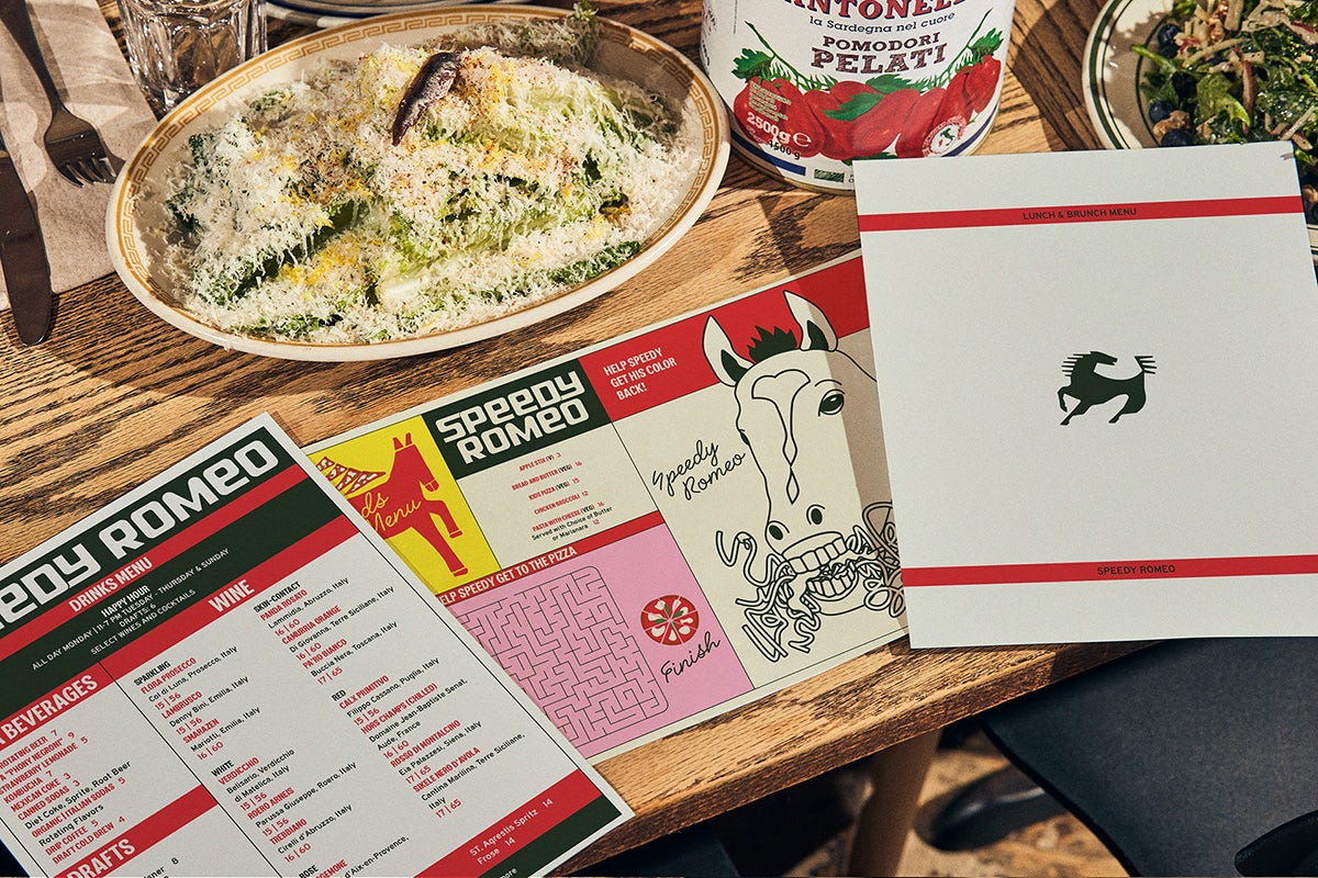 Image showing the new branding for pizza restaurant Speedy Romeo centred around horse motifs