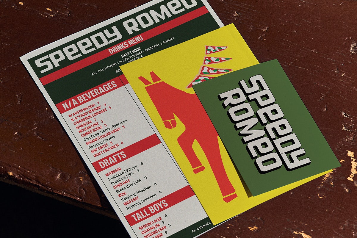 Image showing the new branding for pizza restaurant Speedy Romeo centred around horse motifs