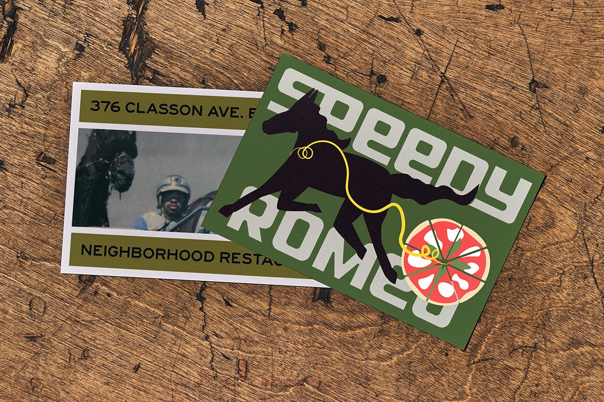 Image showing the new branding for pizza restaurant Speedy Romeo centred around horse motifs