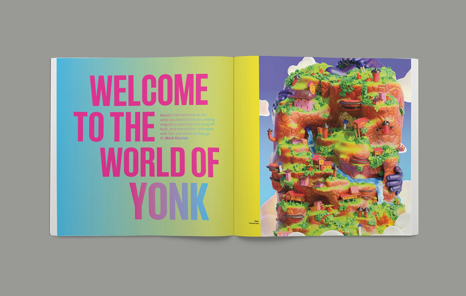 Image shows a spread from the Creative Review Future Issue 2024 headlined 'Welcome to the world of Yonk'