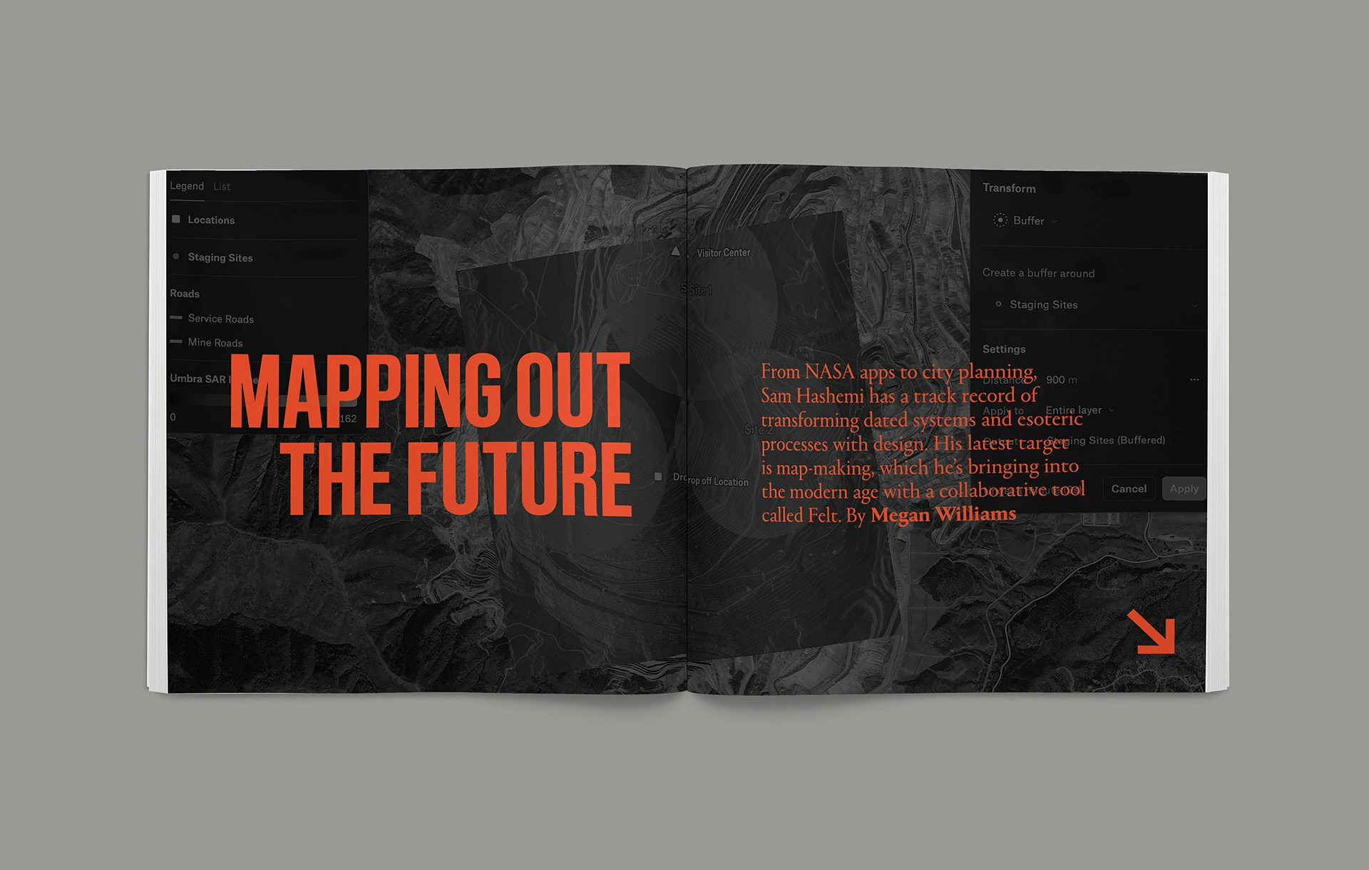 Image shows a spread from the Creative Review Future Issue 2024 headlined 'Mapping out the future'