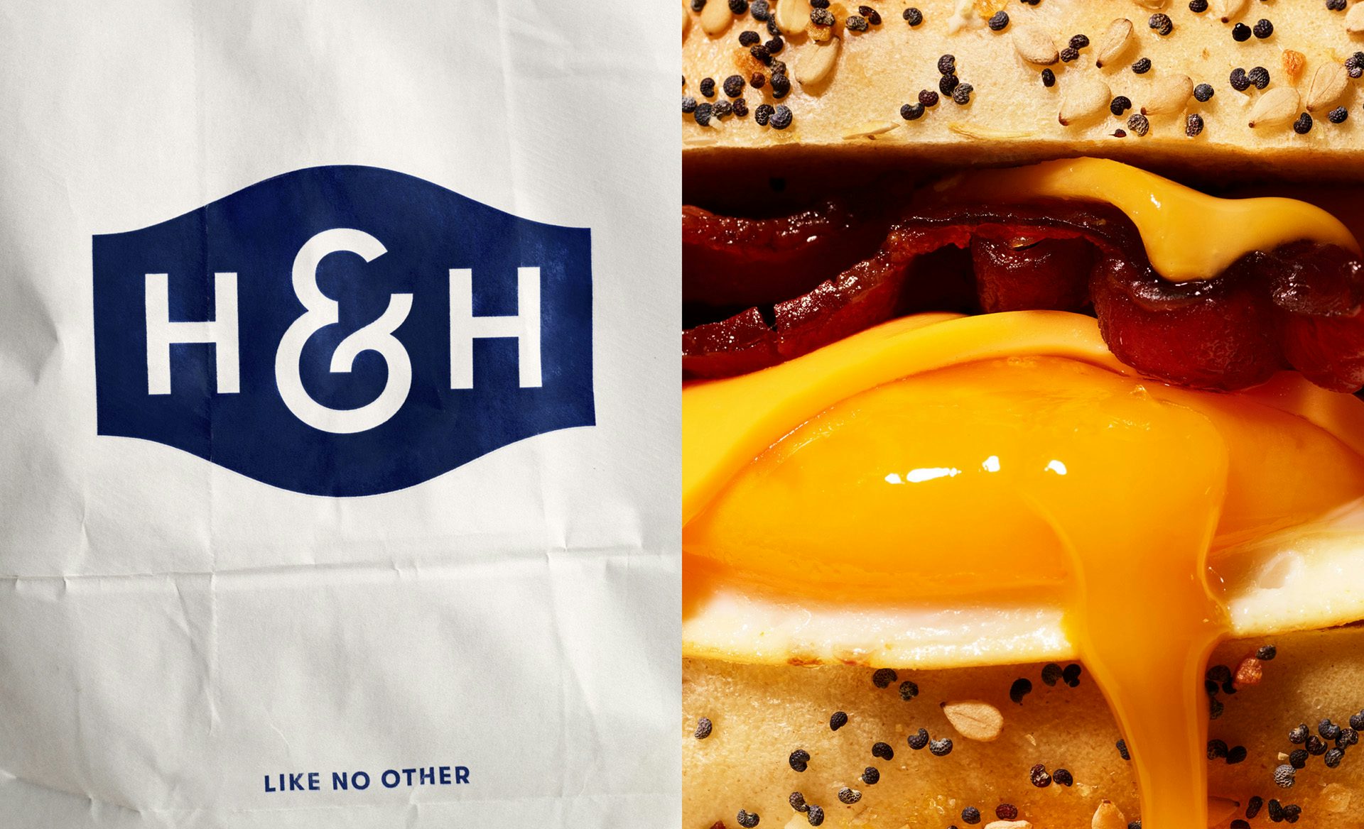 Graphic showing the new H&H Bagels identity by High Tide