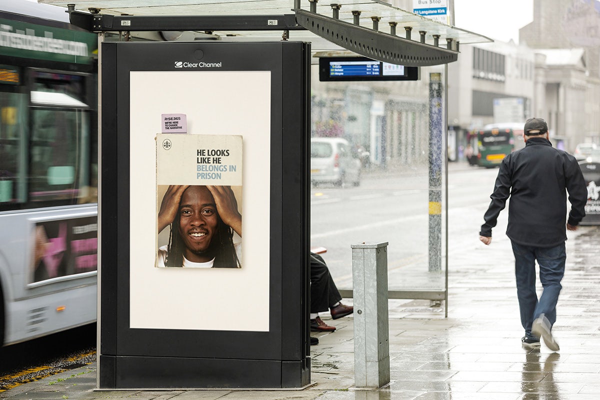 Image of a out of home display from the Rise.365 campaign by M&C Saatchi based on a book cover design with a headline based on racial stereotypes